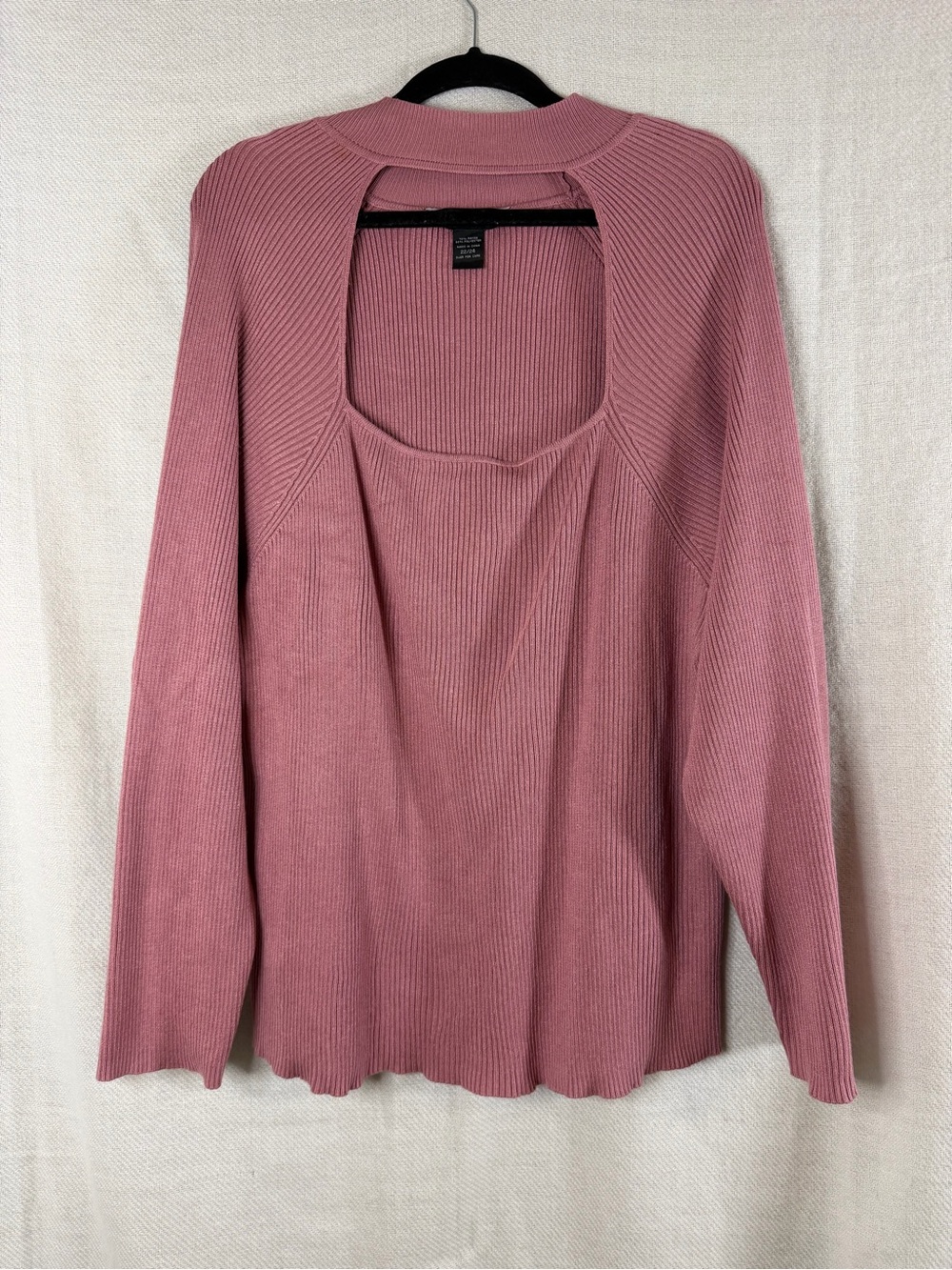 Ashley Stewart Women’s Open-Back Ribbed Sweater - Dusty Rose - 22/24